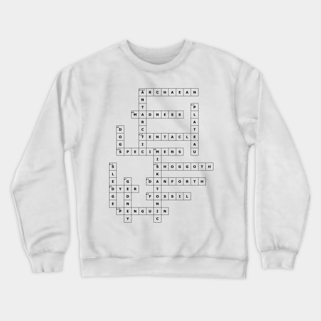 (1931ATMOM) Crossword pattern with words from a famous 1931 science fiction/horror book. Crewneck Sweatshirt by ScienceFictionKirwee